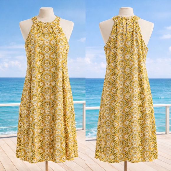 Spartina 449 Dresses & Skirts - Spartina 449 Gabbi Yellow Floral Halter Dress – Size Medium